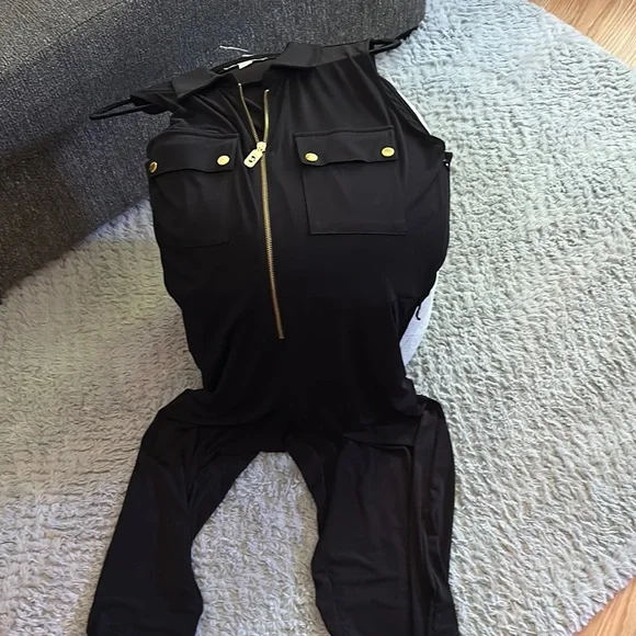 Michael Kors Black Sleeveless Jumpsuit with Gold Accents - Picture 5 of 8